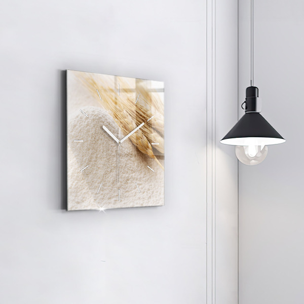 Square wall clock Flour and ears of grain