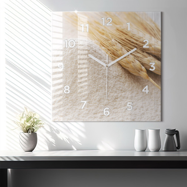Square wall clock Flour and ears of grain