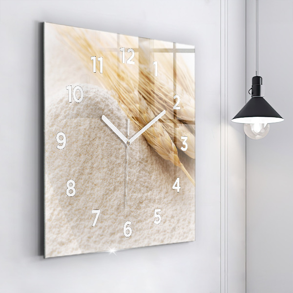 Square wall clock Flour and ears of grain