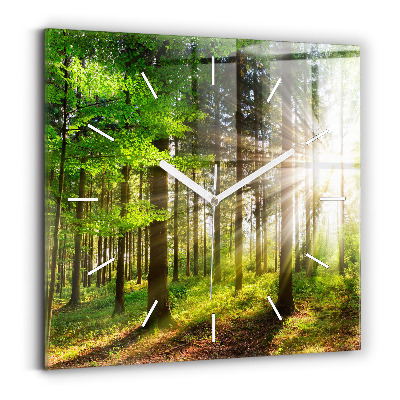 Square wall clock Forest sunrise