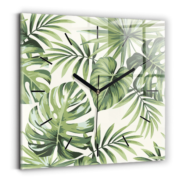Square wall clock Tropical pattern