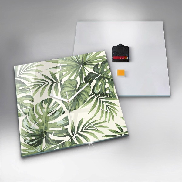 Square wall clock Tropical pattern