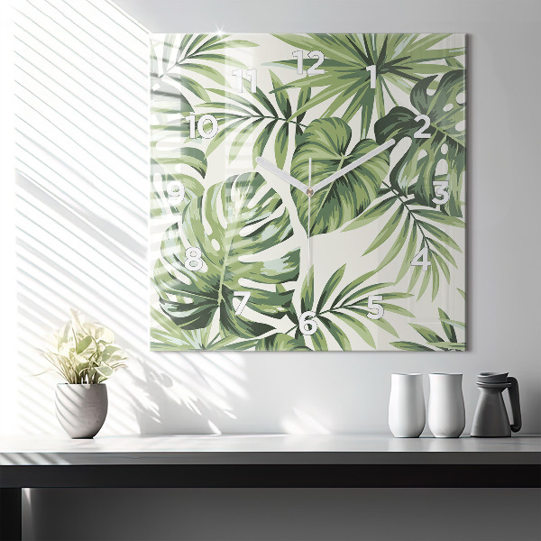 Square wall clock Tropical pattern