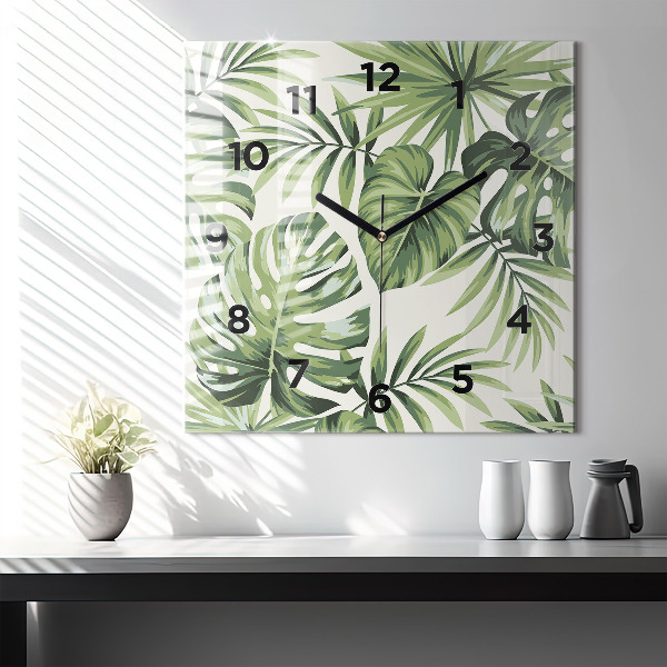 Square wall clock Tropical pattern