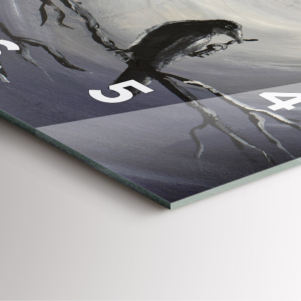 Square wall clock Raven in the moonlight