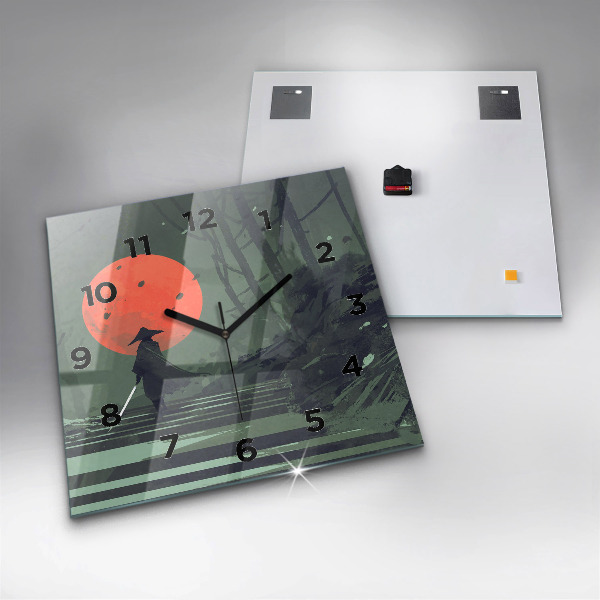 Square wall clock Samurai in the forest