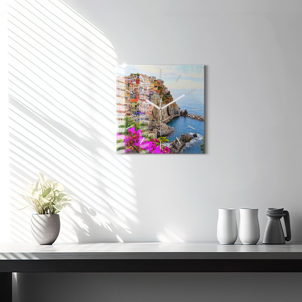 Square wall clock Cinque Terre Coast