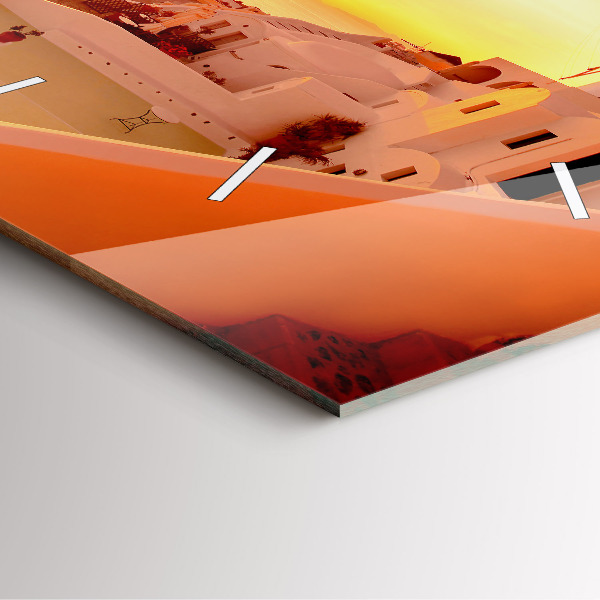 Square wall clock Old windmill in Santorini