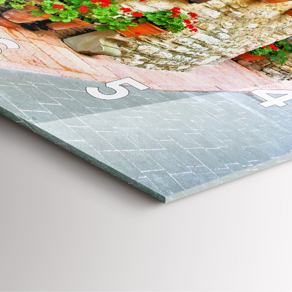 Square wall clock A picturesque street