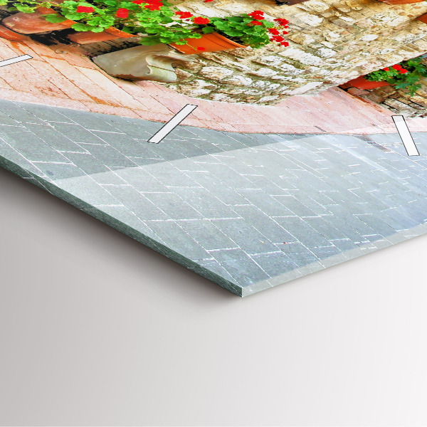 Square wall clock A picturesque street