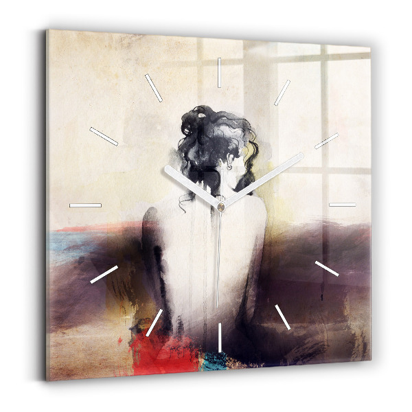 Square wall clock Abstract portrait of a woman