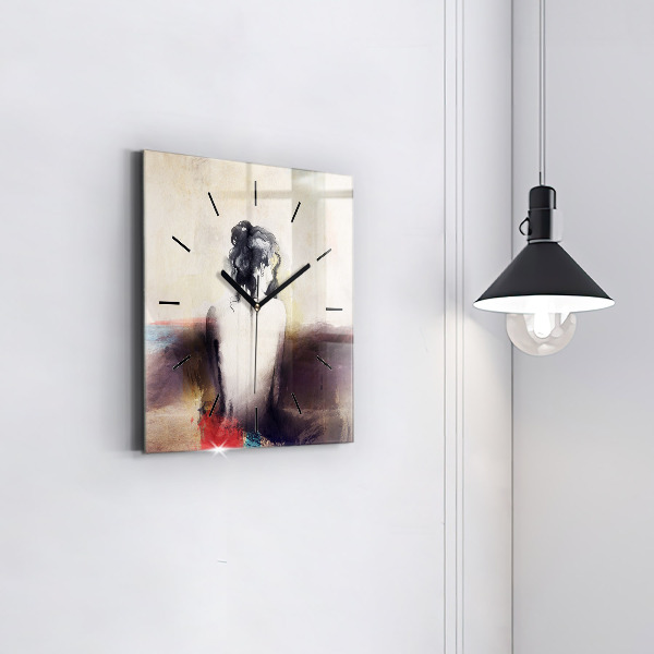 Square wall clock Abstract portrait of a woman