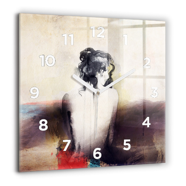 Square wall clock Abstract portrait of a woman