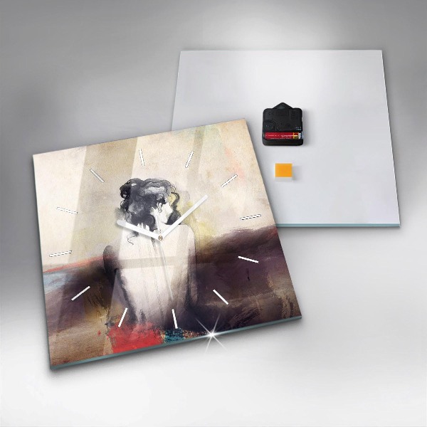 Square wall clock Abstract portrait of a woman
