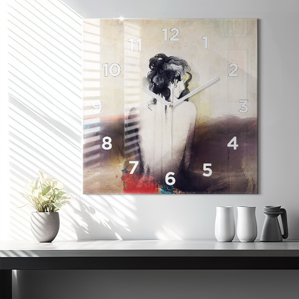 Square wall clock Abstract portrait of a woman