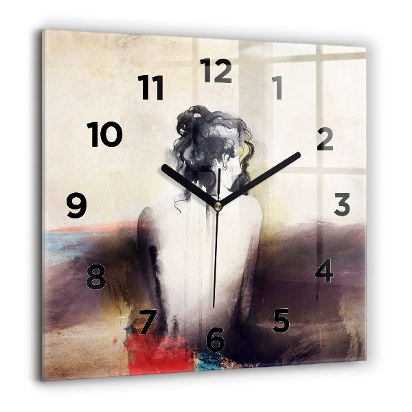 Square wall clock Abstract portrait of a woman