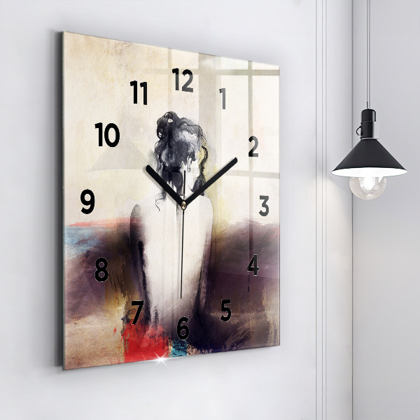 Square wall clock Abstract portrait of a woman