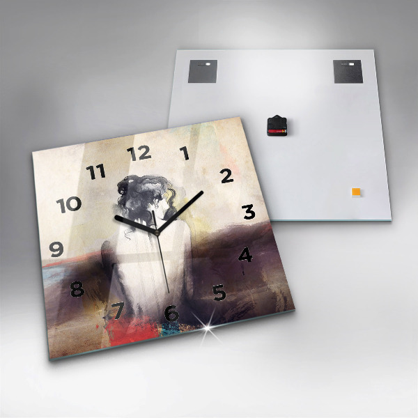 Square wall clock Abstract portrait of a woman