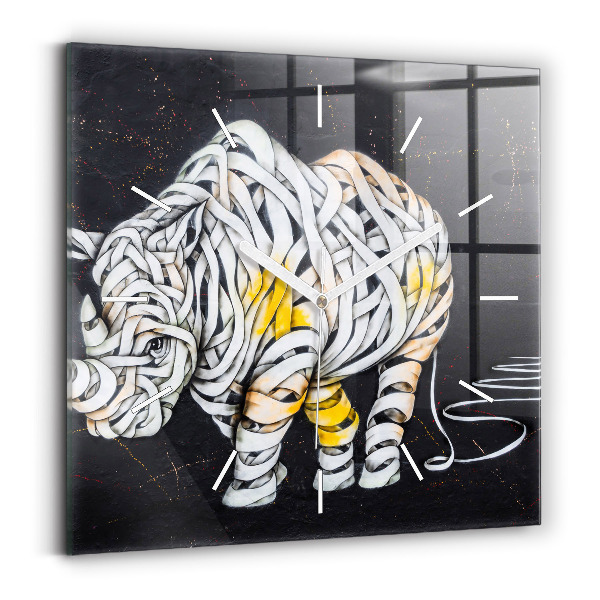 Square wall clock Abstract rhino