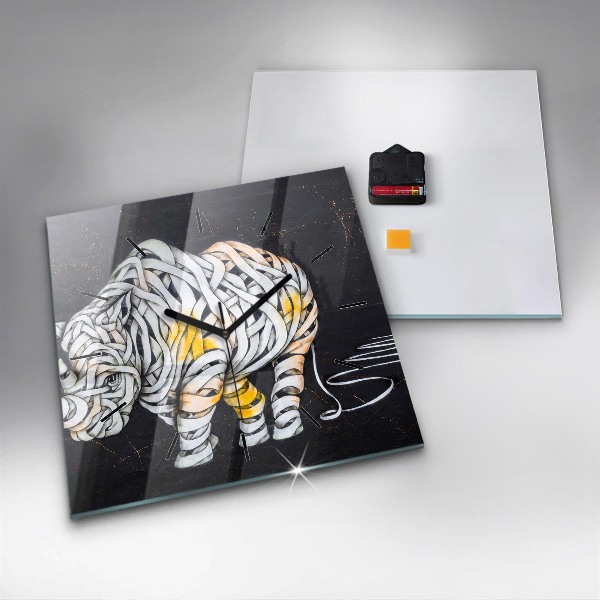 Square wall clock Abstract rhino