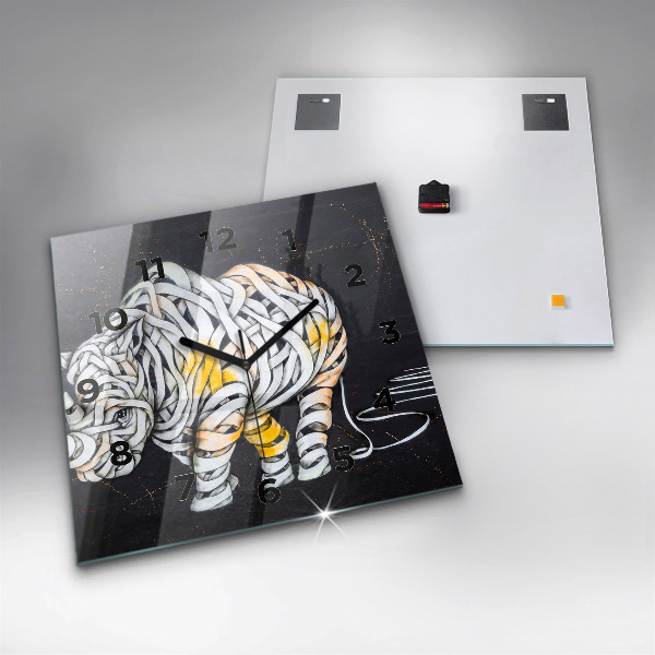 Square wall clock Abstract rhino