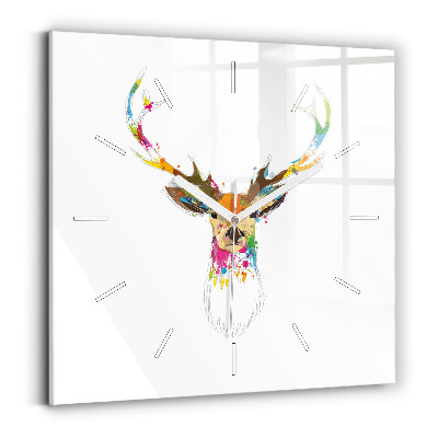 Square wall clock Colorful deer head