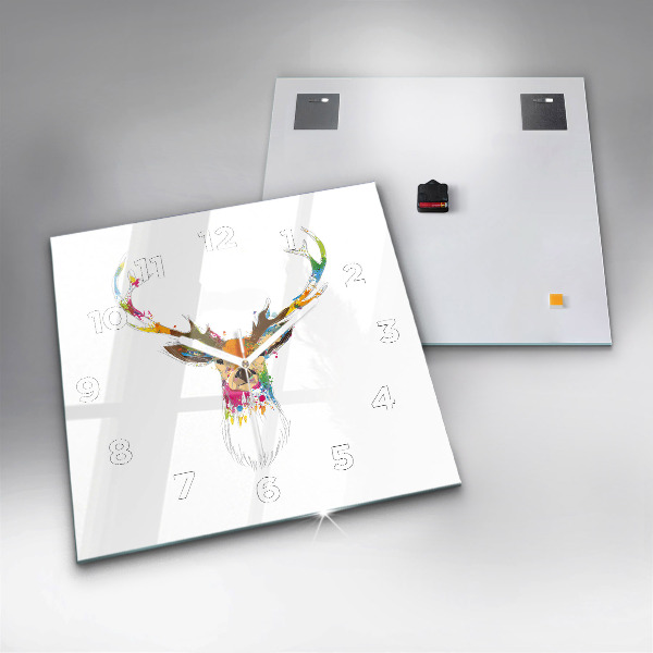 Square wall clock Colorful deer head