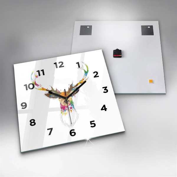 Square wall clock Colorful deer head