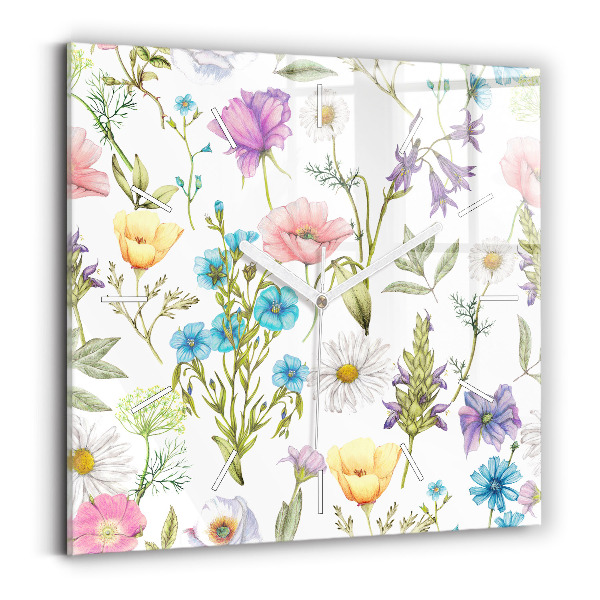 Square wall clock Flower Composition