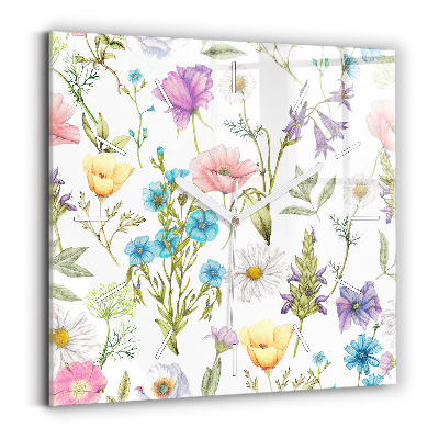 Square wall clock Flower Composition