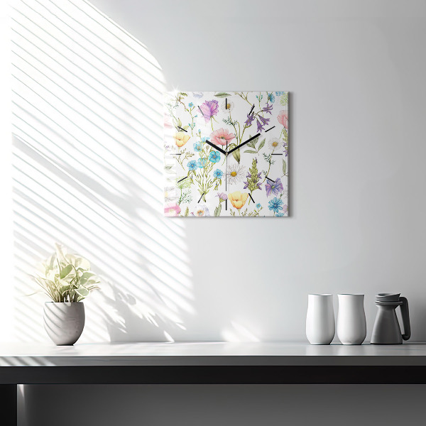 Square wall clock Flower Composition