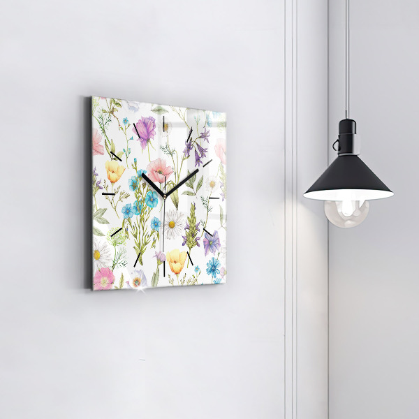 Square wall clock Flower Composition