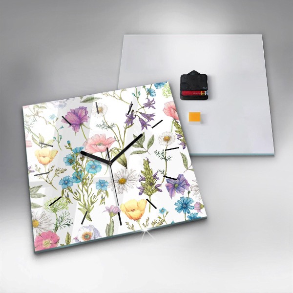 Square wall clock Flower Composition