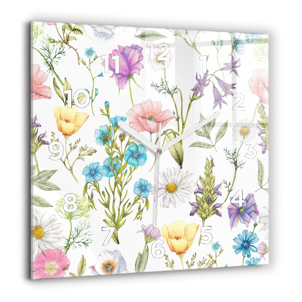 Square wall clock Flower Composition
