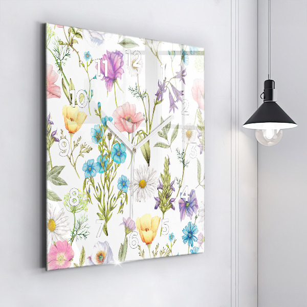 Square wall clock Flower Composition