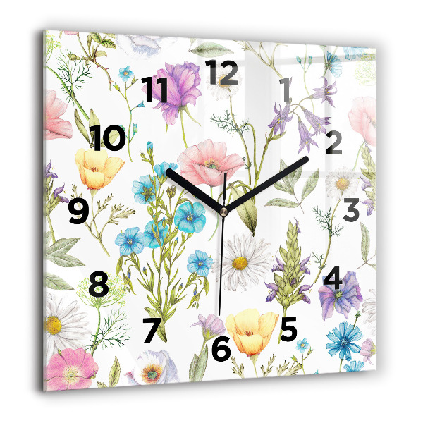 Square wall clock Flower Composition