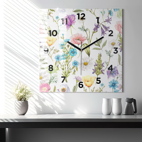 Square wall clock Flower Composition