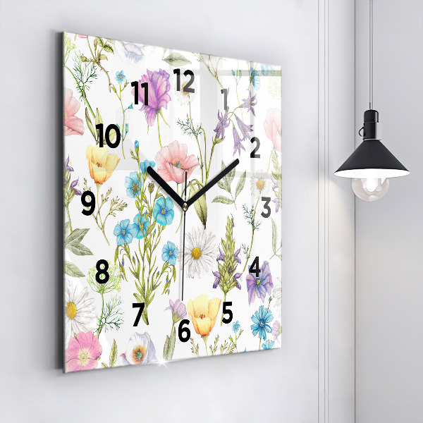 Square wall clock Flower Composition