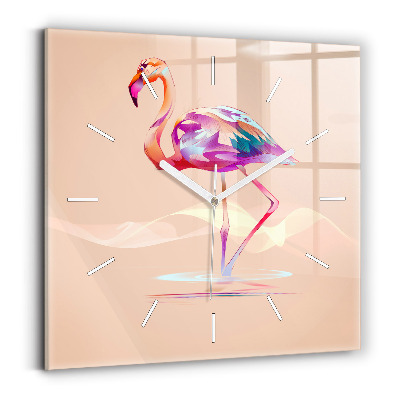 Square wall clock Flamingo illustration