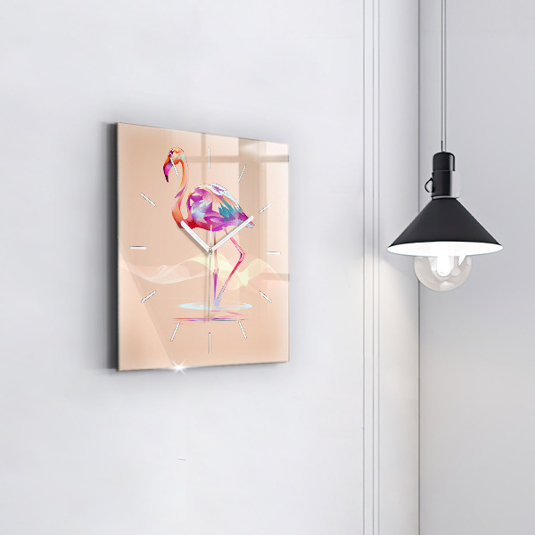 Square wall clock Flamingo illustration