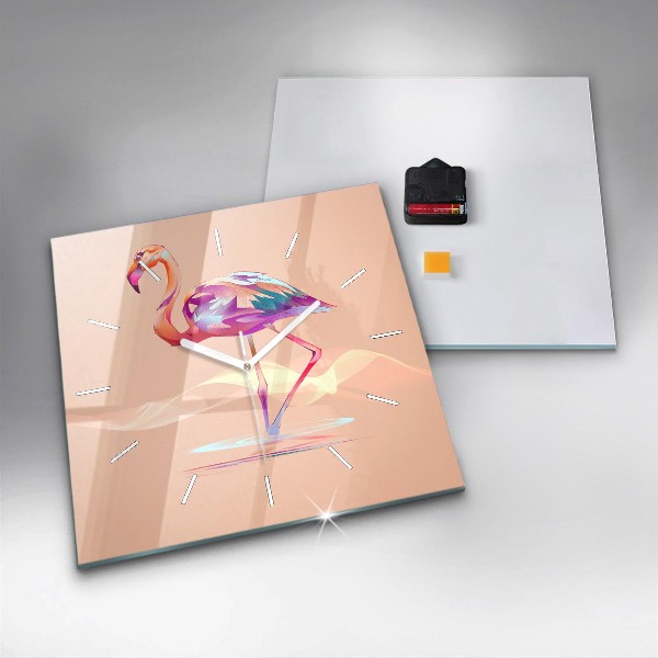 Square wall clock Flamingo illustration