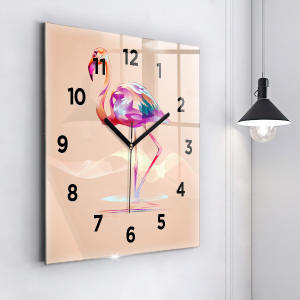Square wall clock Flamingo illustration