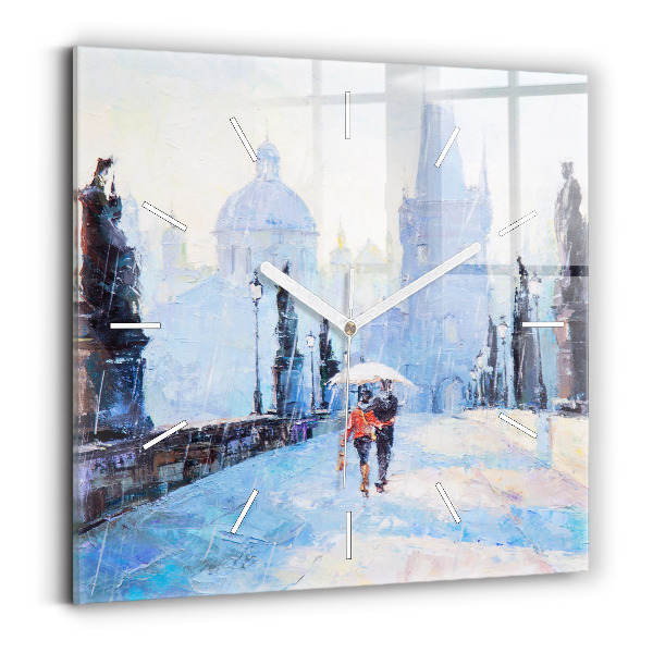 Square wall clock Oil art