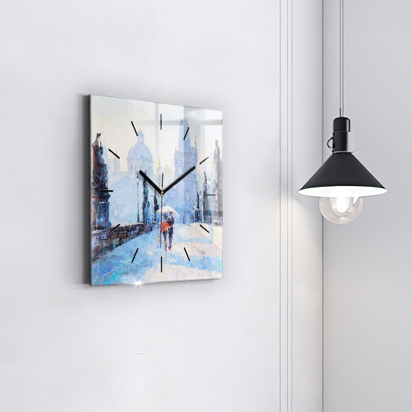 Square wall clock Oil art
