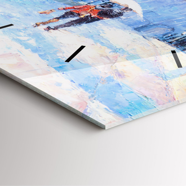 Square wall clock Oil art