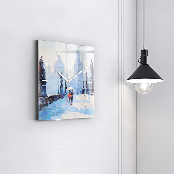 Square wall clock Oil art
