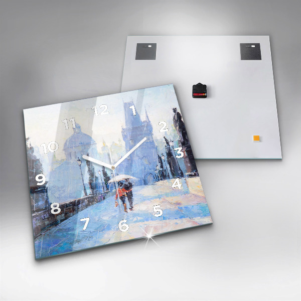 Square wall clock Oil art