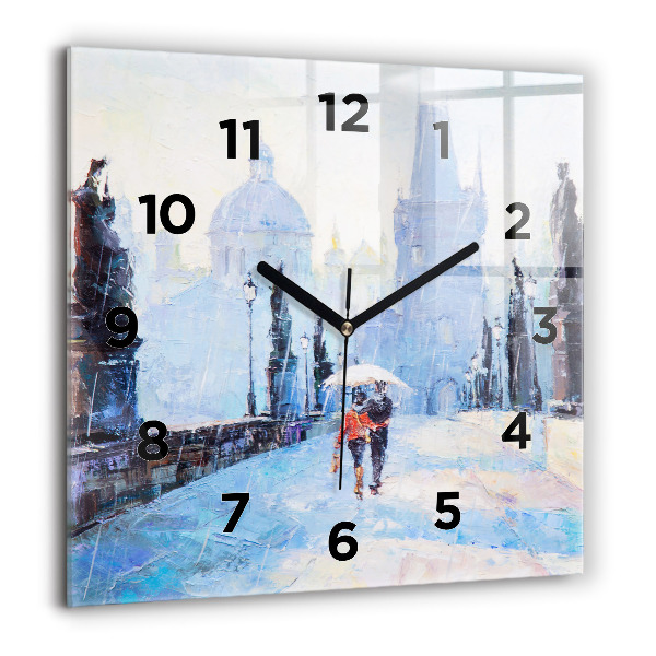 Square wall clock Oil art