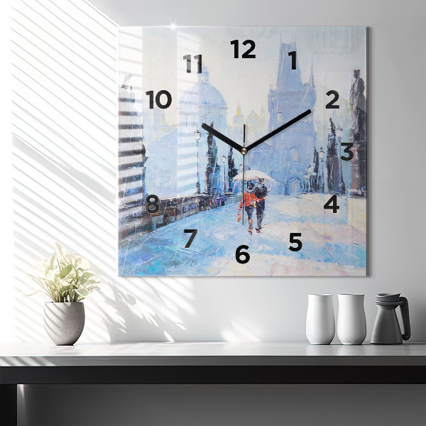 Square wall clock Oil art