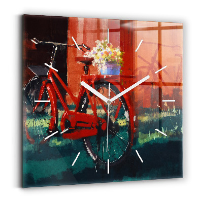 Square wall clock Painted bike